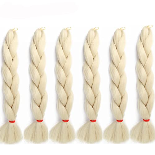 Eunice Hair - Trenzas grandes, paquete de 6, extensiones de color de pelo sintético, crochet, 100 gramos cada pieza, 61 cm