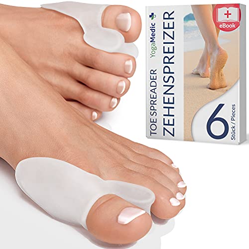 YOGAMEDIC Corrector Juanetes Mujer y Hombre - Separador de Dedos de Pie Juanete – Relaja y Estira el Dedo Gordo, 6 Uds – Separador de Dedos de Silicona 0% BPA – Protector de Juanetes y Hallux Valgus