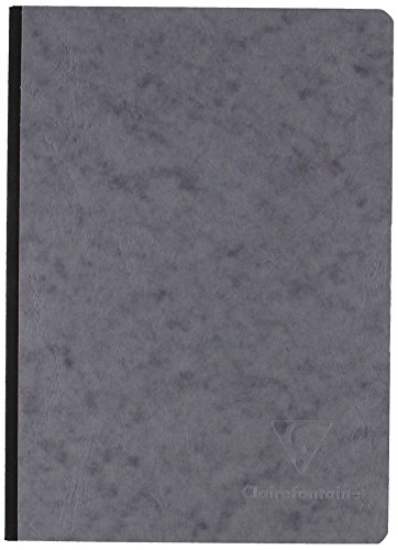 Clairefontaine 795405C - Cuaderno cosido con reverso de tela gris - Age Bag - A5 (14,8 x 21 cm) - 192 páginas en blanco liso - Papel de 90 g - Cubierta de tarjeta de piel brillante - Gris