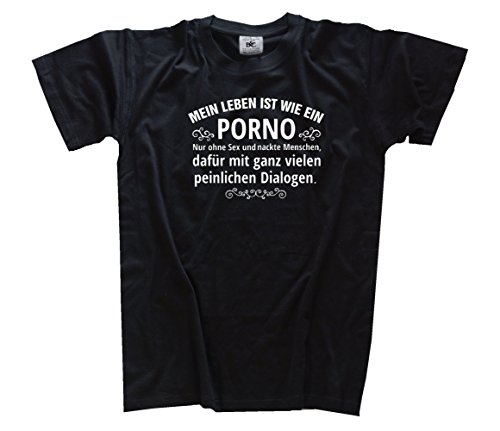 Shirtzshop – Camiseta Mi Vida es como Porno – peinliche diálogos, Unisex, T-Shirt Mein Leben ist wie Porno - peinliche Dialoge, Negro, Medium