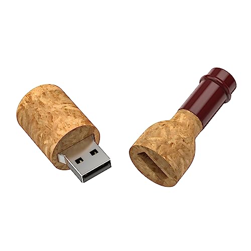 Pendrive 64GB Madera Memoria USB Kepmem Botella de Vino USB 2.0 Pen Drive Guay 64 GB Flash Drives Linda Llavero Bosque de Tapón Memorias Externo Stick para Almacenamiento de Datos, Fotos, Archivos