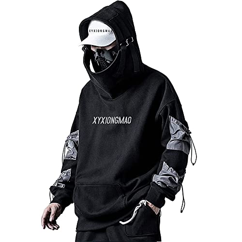 XYXIONGMAO Streetwear Techwear - Sudadera con capucha Cyberpunk Tactical para hombre, color negro, Negro -, Medium