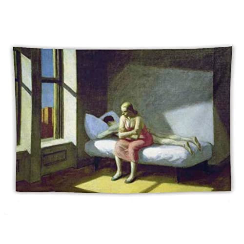 DAHANG Edward Hopper Tapiz de verano en la ciudad de Edward Hopper, obras de arte geniales, pintura de poliéster, impresiones para colgar en la pared, decoración del hogar, tapices idea de regalo,