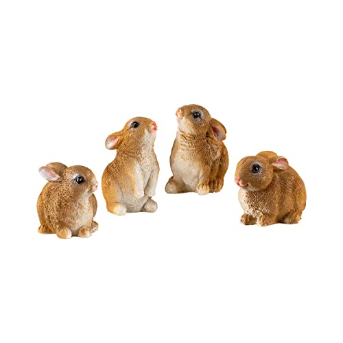 VERDOBA Cuatro Conejos – decoración para el hogar – Adornos para Interiores y Exteriores – Figuras Decorativas de poliresina para el jardín.