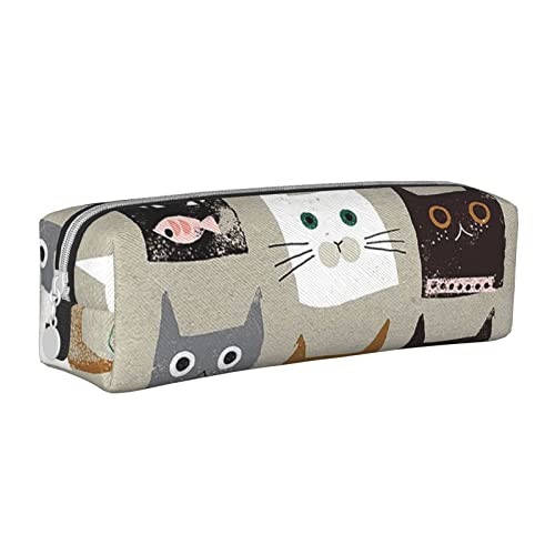 Estuche para lápices de gato de dibujos animados Estuche para bolígrafos Simple para mujeres Hombres Caja de transporte con cremallera suave Duradero Ligero para organizador de oficina Bolsa de almace