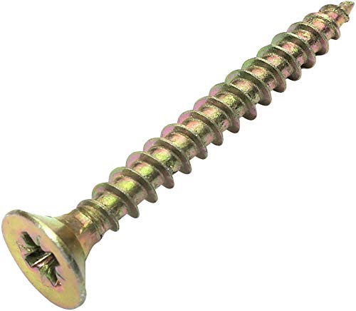 AERZETIX - Juego de 100 - Tornillo para madera - Ø4.5x40mm - Acero Latón Metal - Cabeza fresada - Huella Cruciforme Pozidriv - Color latón - C45166