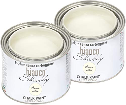 CHALK PAINT Blanco Antiguo Pintura Shabby Chic Vintage para Muebles y Paredes EXTRA Mate (2 x 500 ml)