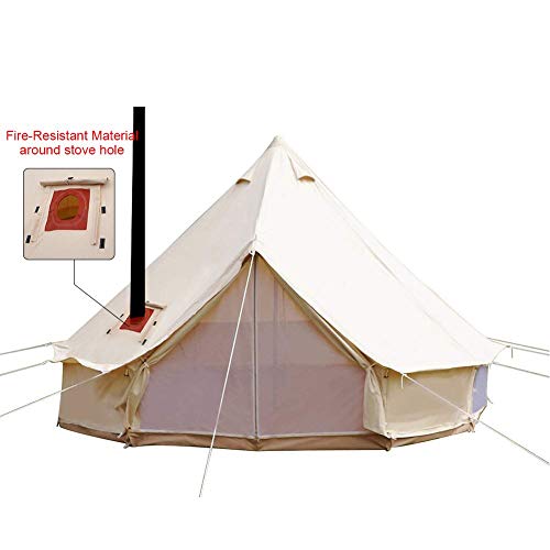 TentHome - Tienda de campaña impermeable de algodón, con campana de pared y agujero de chimenea, para acampada al aire libre, senderismo, fiesta para 4 estaciones (3M)