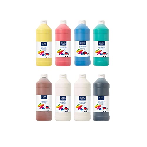 Lefranc & Bourgeois - Pack de gouache líquido, 8 frascos de 1l , Modelos/colores Surtidos, 1 Unidad