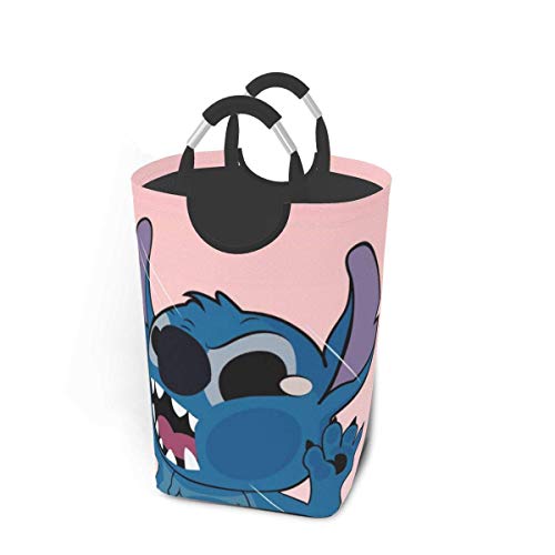 Cestas de lavandería de dibujos animados Lilo Stitch con asas, plegable, impermeable, duradera, 50 l, gran capacidad, 22,7 pulgadas, cesta de lavandería cuadrada para dormitorio, baño, armario, almace