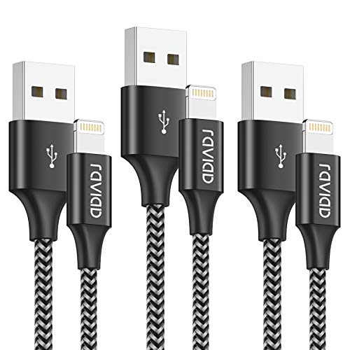 RAVIAD Cable Cargador iPhone [3 Pack 1M] MFi Certificado Cable iPhone Carga Rápida Cable iPhone Compatible con iPhone 13 12 11 Pro Max 13 12 Mini 11 XR XS Max X 8 Plus 8 7 Plus 7 6s 6 Plus 6 5s 5