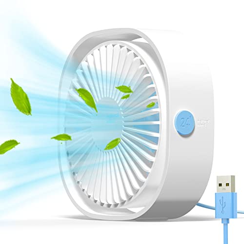 Simpeak Ventilador USB, Mini Ventilador de Mesa Ventilador Portatil para Oficina/Hogar/Viajar/Acampar - Blanco/Azul