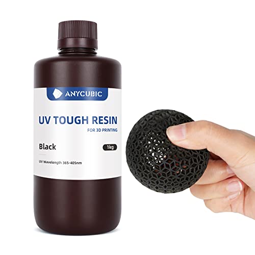 ANYCUBIC Resina Resistente, Resina de Impresora 3D con Alta Dureza y Alta Precisión, Resina de Fotopolímero Rápido UV 405nm para Impresora LCD 3D (Negro 1000g)