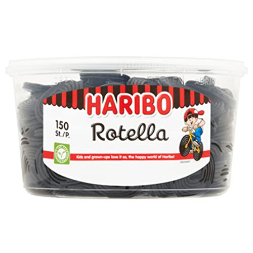 Haribo Regaliz | Regaliz Rotella (150 Piezas) | Regaliz Haribo Negro | Regaliz Aleman | 150 Pack | 1200 Gramo Total