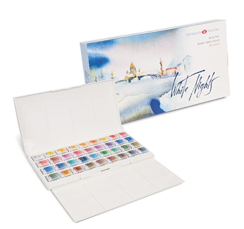 White Nights Watercolour Set de Pintura de Acuarela Sólida, Colores, Blanco, 36 Unidad (Paquete de 1)