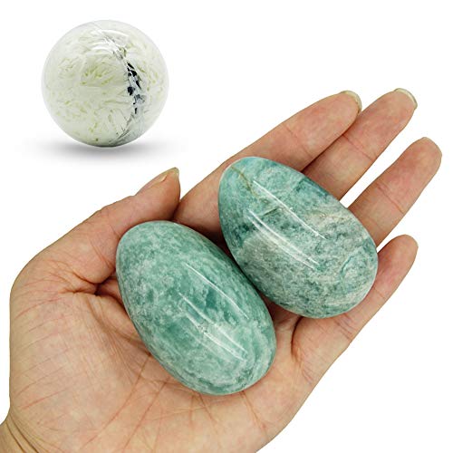 2 piezas de cristal de Piedra Amazonita Piedra Cristales de sanación, Piedra de energía, Paquete de regalo