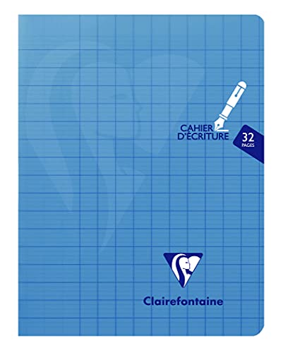 Clairefontaine 303796C - Cuaderno de escritura piqué Mimesys 17 x 22 cm, 32 páginas grandes cuadriculadas 3 mm, 12/tapa de polipropileno, color aleatorio