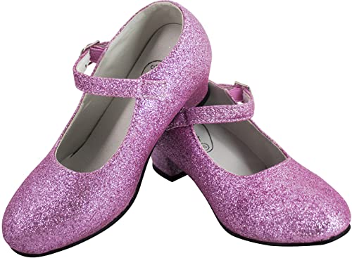 Gojoy shop- Zapato con Tacón de Danza Baile Flamenco o Sevillanas para Niña y Mujer,Contiene : Zapato con Tacón y Mochila de Cuerdas. 5 Colores Disponibles (P- Rosa Clara, 28)