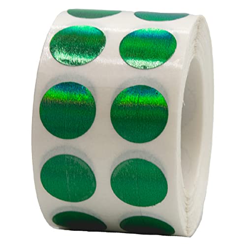 Verdes Pegatinas de Círculos Holográficos, 13 mm 1/2 Pulgadas Etiquetas de Puntos 1000 Paquete