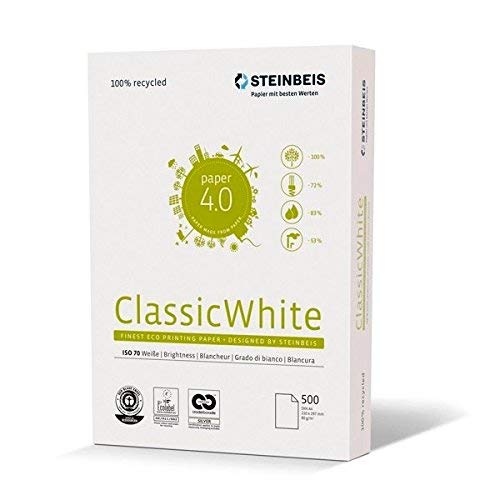 Steinbeis ClassicWhite DIN A4, Papel multifunción, Color Blanco, 80 g/m², 5 x 500 hojas