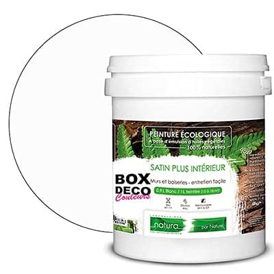 BOX DECO COULEURS Pintura de pared natural ecológica con aspecto satinado interior Natura – 1 l/13 m², color blanco roto