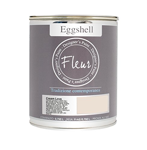 Fleur Designer'S Paint Fleur Eggshell - Esmalte satinado de alta resistencia para muebles y grandes superficies - 0,75 l - F04 Cream Love