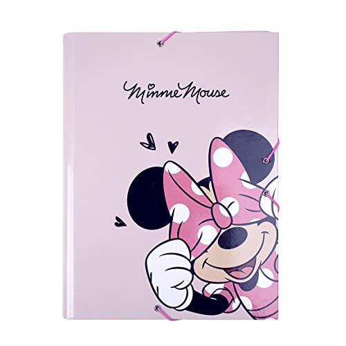 CERDÁ LIFE'S LITTLE MOMENTS - Carpeta Escolar Niña de Minnie Mouse con 3 Solapas Flexibles, Cierre con Gomas Elásticas y Tapa Dura Idónea para Documentos A4 - Licencia Oficial Disney