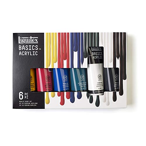 LIQUITEX BASICS, Set de pintura acrílica Basics 6 tubos de 118 ml, colores surtidos