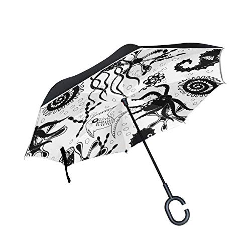 MONTOJ Paraguas de Doble Capa con Forma de C para Dibujar bajo el mar, Plegable, a Prueba de Viento, a Prueba de Rayos UV, invertido con asa