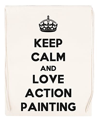 Keep Calm And Love Action Painting Bolsa de Deporte Con Cordón Beige Drawstring Sport Bag