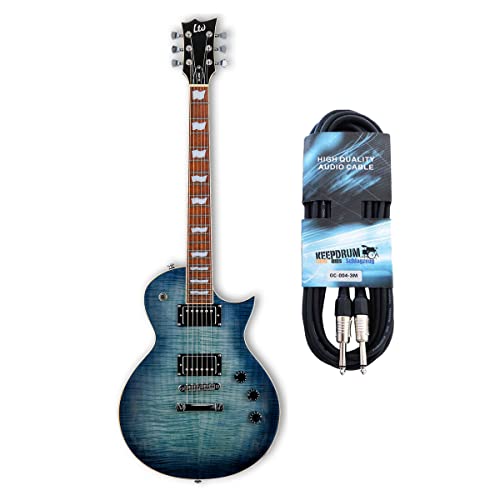 ESP LTD EC-256FM CB - Guitarra eléctrica con cable jack keepdrum, color azul cobalto