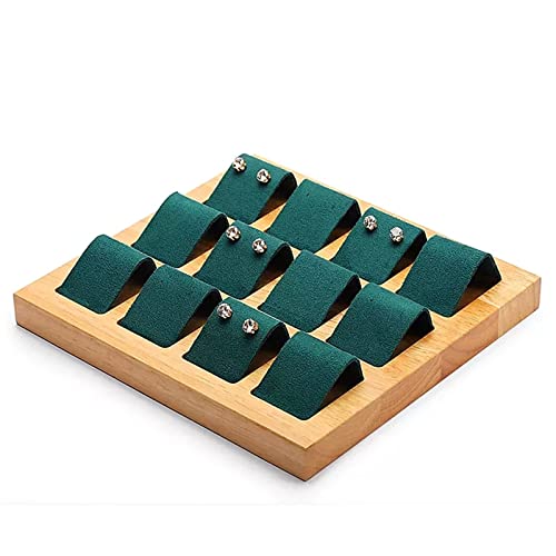 ENtele Soporte de Joyería Wooden Earring Display Stands Jewelry Display Tray Solid Wood Earrings Display Stand for Photograph, Green Soportes para Joyas (Color : D)