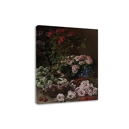 DHAEY Cuadros flores para sala de estar. Flores de primavera de Claude Monet. Reproducción de pinturas. Lienzo Pintura para pared lienzo envuelto 80x104cm