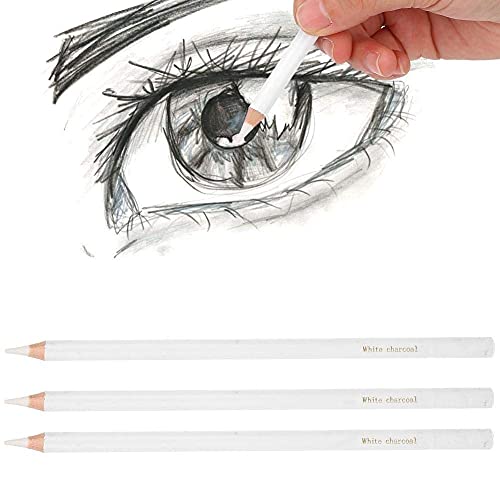 3 piezas de lápices de dibujo de carbón bosquejo resalte lápiz lápiz carbón blanco dibujo pintura lápiz para dibujar, dibujar, sombrear fácil de colorear 17.1cm/6.7in