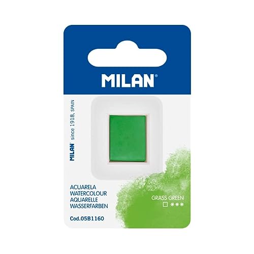 MILAN® Recambio de acuarela en formato de medio godet, verde hierba