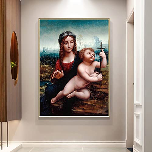 jjshily Famoso arte pictórico obras de Leonardo da Vinci impresión de carteles impresión de lienzos decoración de paredes pintura de carteles imagen decoración del hogar de la Sala de estar