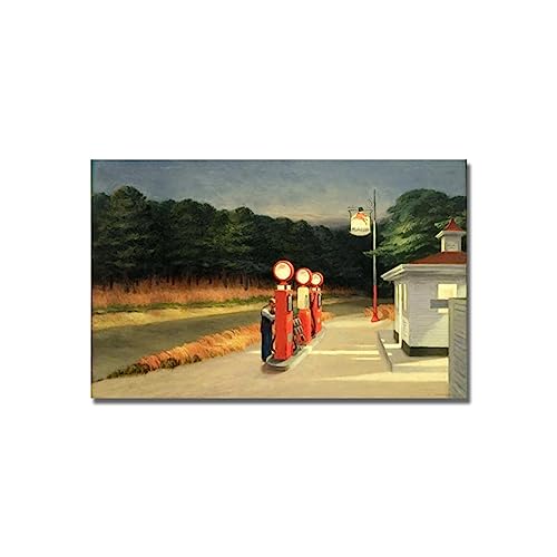 GJRYHXT Cuadros murales de Edward Hopper: Gas. Reproducción de obras de arte famosas en lienzo. Póster de decoración para salón 60x95cm solo lienzo