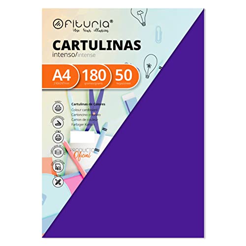 Pack 50 Cartulinas Color Morado Tamaño A4 180g