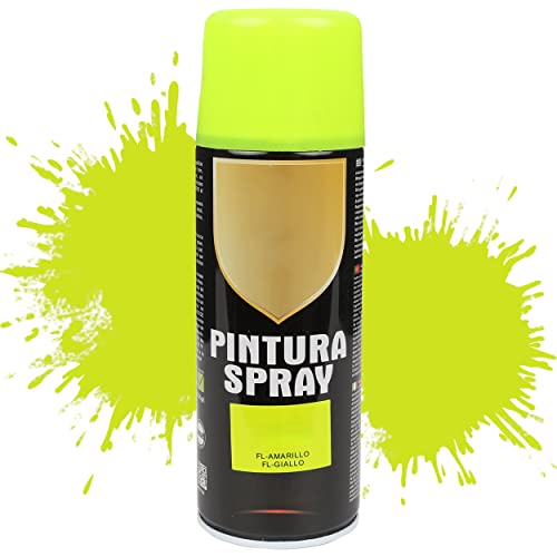 Etrexonline Pintura Spray Multicolor Profesional 400ml Adecuado Metal Madera y Plástico - Color Amarillo fluorescente (Paquete de 1)