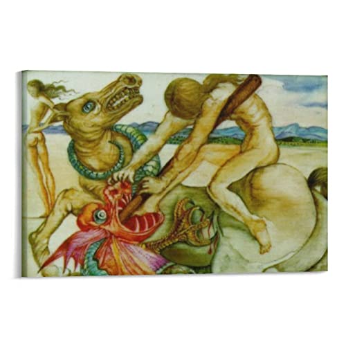 Cartel de pintura de San Jorge y el dragón por Salvador Dalí, obras de arte geniales, arte de pared, impresiones en lienzo para colgar, 40 x 60 cm