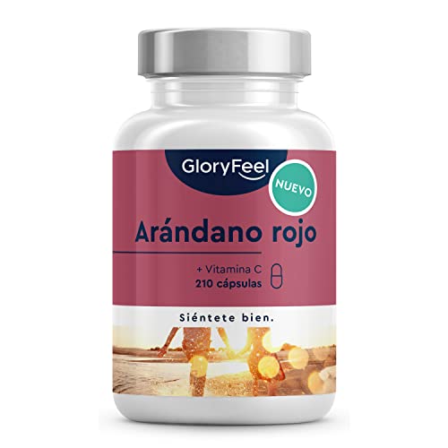 Arándano Rojo 25.000 mg por cápsula con Vitamina C - 210 Cápsulas veganas para +6 meses - Extracto de Concentrado 50:1 - Cranberry de alta biodisponibilidad y absorción