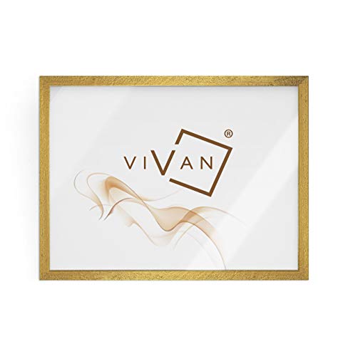 VIVAN - Marco de madera - Color oro - Tamaño de la imagen 50 x 70 cm