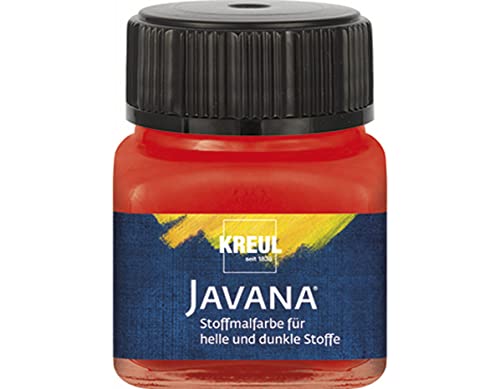 Kreul Javana 90963 - Pintura para telas claras y oscuras, cristal rojo, 20 ml, color brillante a base de agua, carácter pastoso, para sellar y estampar, después de la fijación resistente al lavado