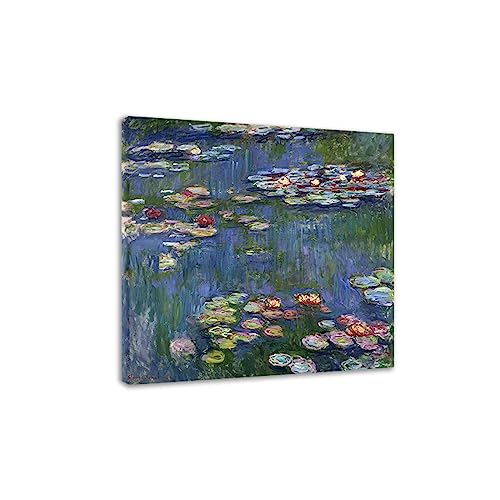DHAEY Cuadros flores para sala de estar. Nenúfares de Claude Monet. Reproducción de pinturas. Lienzo Pintura para pared lienzo envuelto 80x80cm