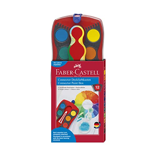 Faber Castell 125030 - Estuche acuarelas CONNECTOR de 12 colores y tubo blanco. Base roja