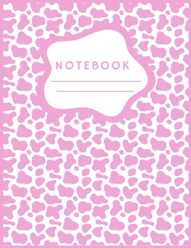 Pink cow print lined notebook: lined baby pink notebook