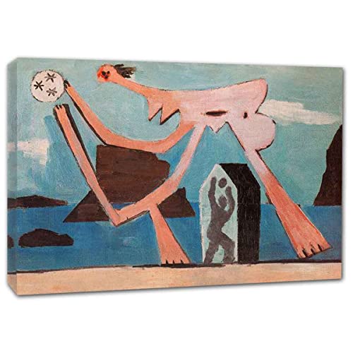 TANEGE Pablo Picasso Cuadro Decorativo Canvas Lienzo Impresión |Obras de Arte Para Paredes Del Hogar Montado En Bastidor De《Ballplayers on the Beach》