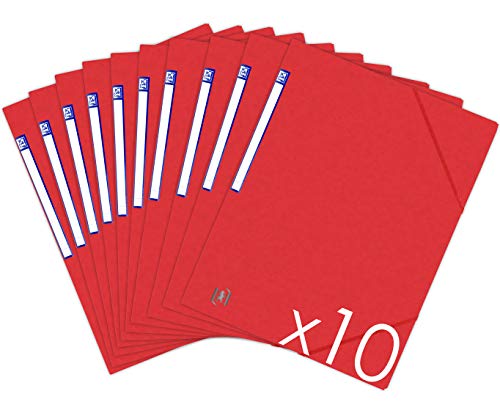 OXFORD TopFile+ - Carpetas de cartón sin solapas (formato A4, 10 unidades), color rojo