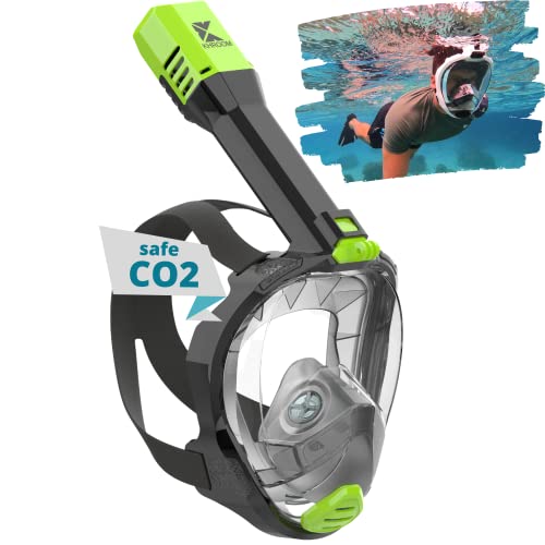 Khroom Máscara Snorkel Adulto Seaview Pro | Nuestra MEJOR máscara de buceo | Máscara facial completa segura de CO2 para snorkeling | Conocido de YouTube | Mascarilla facial completa también para niños