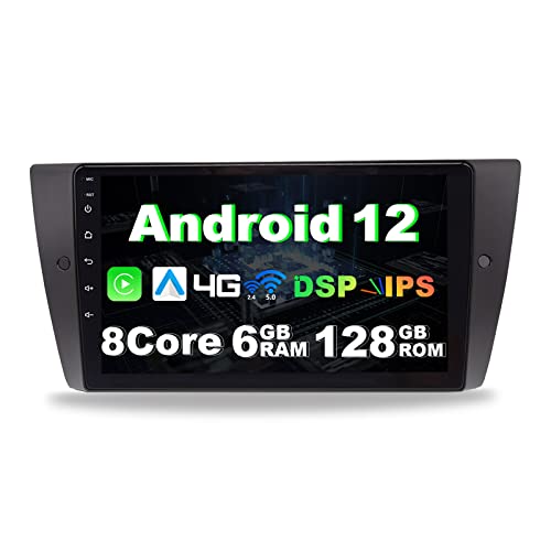 SWTNVIN Android 12 Radio A Bordo Navegación GPS Adecuada para BMW 3er E90 E91 E93 Bluetooth 5.0 Táctil de Alta Definición de 9 Pulgadas, con WiFi DSP SWC Dab, 6GB + 128GB